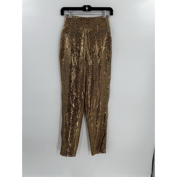 NWT L’Academie The Lara Pant Metallic Leopard Print Women Size XXSmall (23X29.5) - Picture 8 of 11